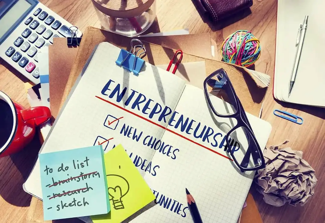Entrepreneurship notes on the table